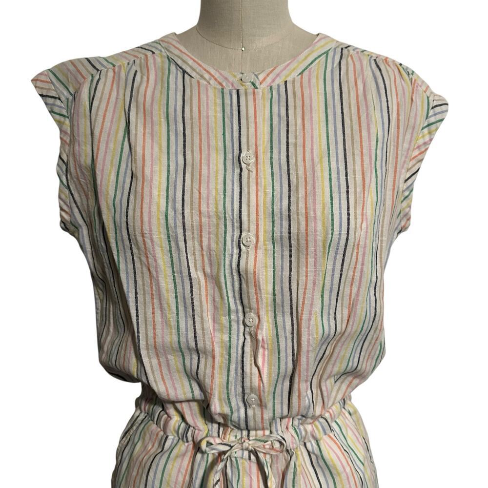 NWT Gap Girls Linen Blend Rainbow Striped Romper Shorts XL 14/16 - Picture 2 of 8